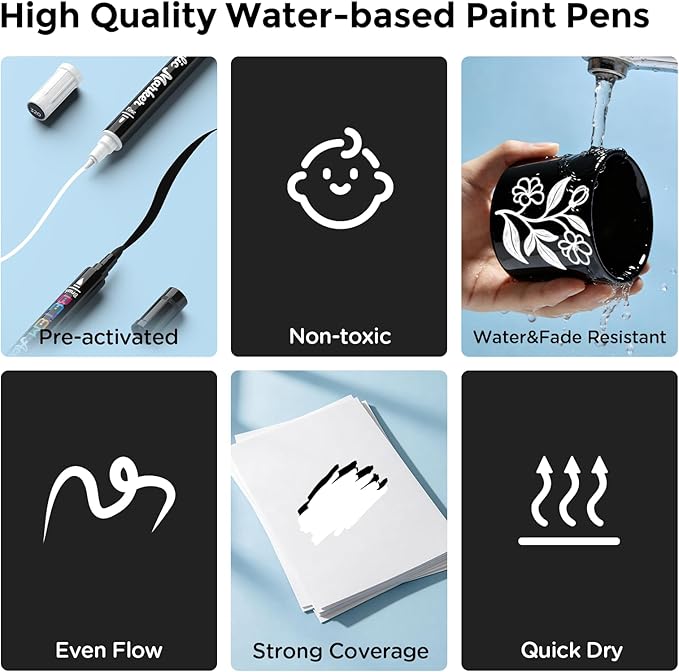 Betem Dual Tip Acrylic Paint Pens, Acrylic Markers - Image 3