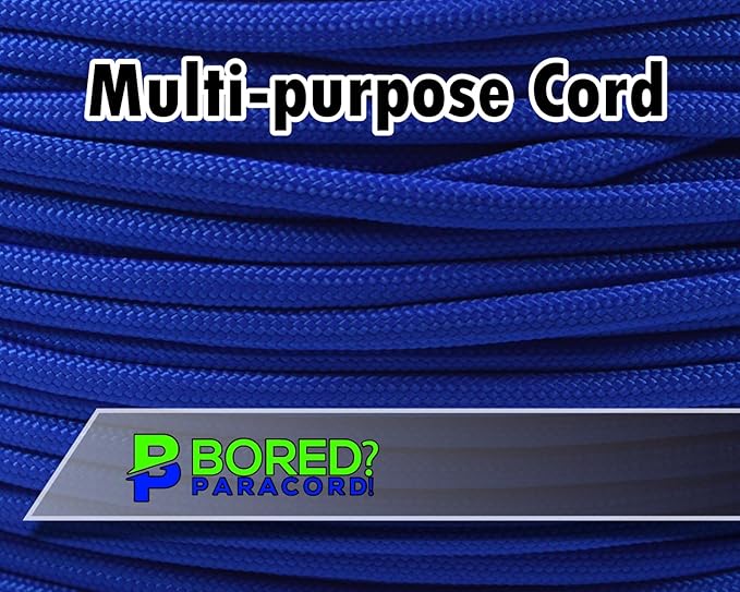 BORED? PARACORD! 550 lb Paracord - Ideal for Crafting, Camping, DIY Projects, Active & Military Outdoors - Strong Survival Rope - Tactical Parachute Cord Type III - Royal Blue 1000 Feet
