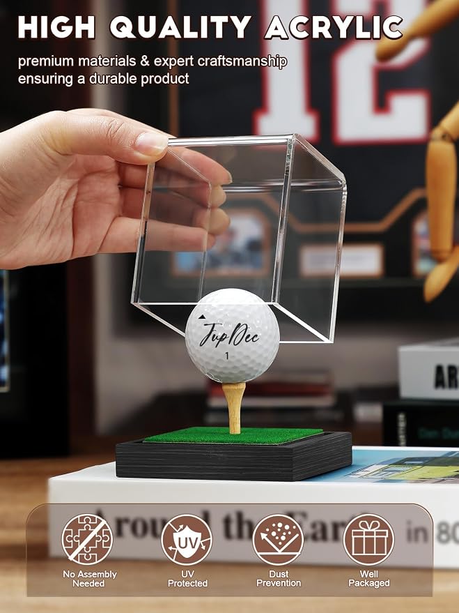 JupDec Golf Ball Display Case Clear Acrylic Memorabilia Stand Cube Holder - Image 2