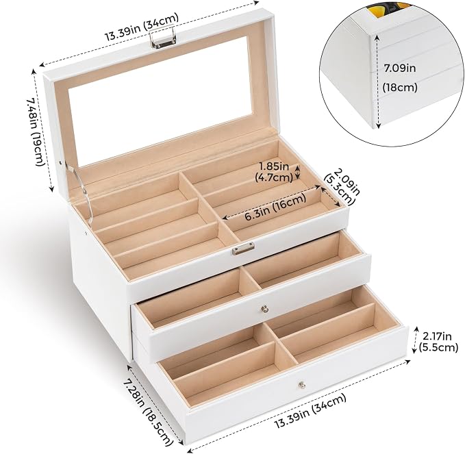 ProCase 3-layer Sunglasses Storage Organizer, 18 Slots Leather Sunglass Box - Image 6