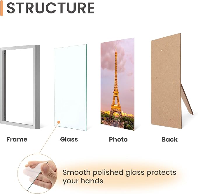 upsimples 4x6 Picture Frame Set of 3, Made of High Definition Glass - Image 3