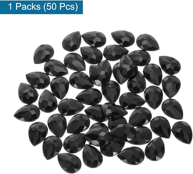 MECCANIXITY 50PCS Flat Back Acrylic Teardrop Gems 18x25mm Artificial Rhinestones - Image 3