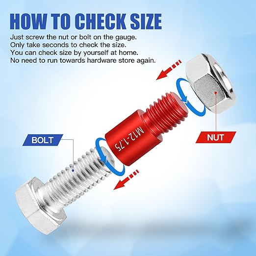 Nut and Bolt Thread Checker - 44 PCS Nut and Bolt Gauges Individually Housed in Case (23 Inch & 21 Metric) Specially Suitable for Size Check on Tricky and Narrow Area