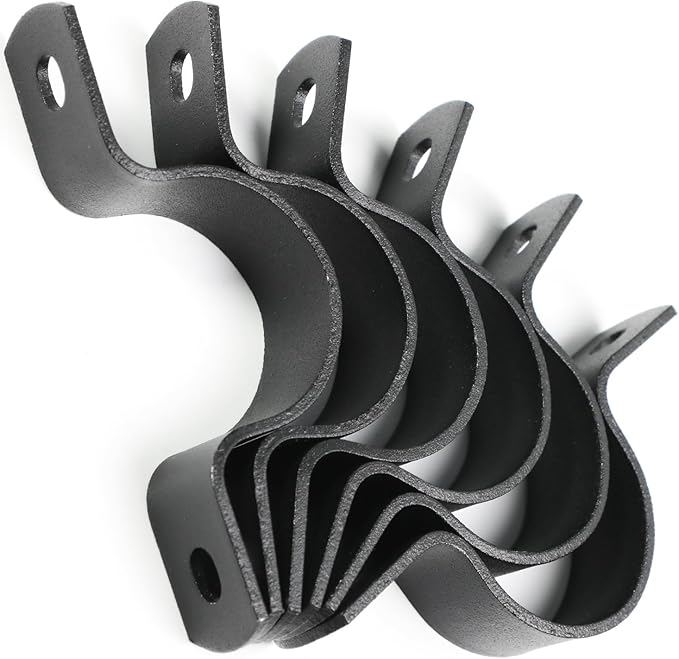 Black Durable U-Clamps Metal Pipe Clamps Double Hole Double Hole Pipe Strap DIY U-Bracket (Pack of 6) (1/2 INCH)