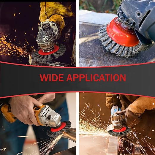Wire Wheel Brush 6PCS Wire Cup Brush Set for 4 1/2 Angle Grinder Include 4&3 Inch Wire Wheels for Rust & Paint Removal