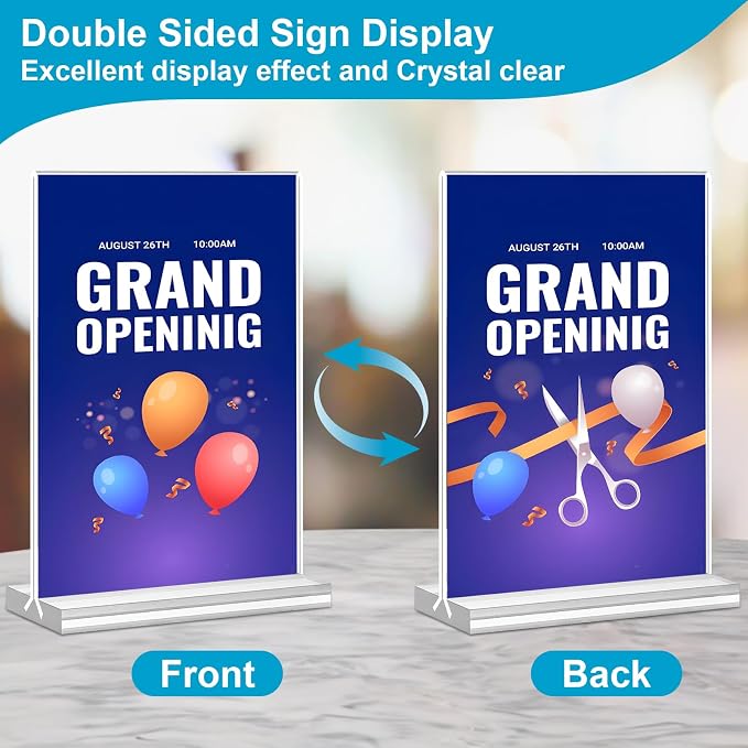 Acrylic Sign Holder 5 x 7, 30 Pack Clear Table Menu Vertical Display Stand - Image 7