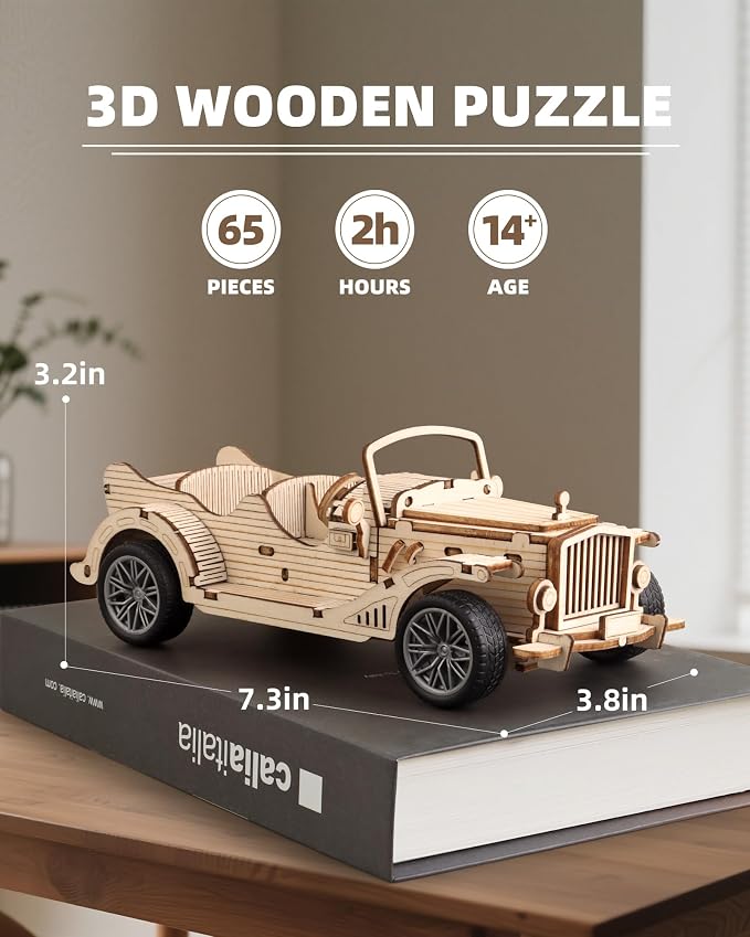 3D Wooden Puzzles Vintage Car Model - Image 2