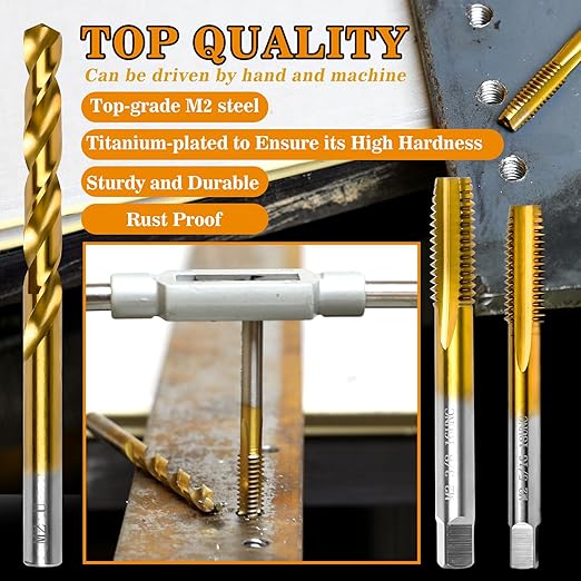 6-32 UNC Tap and #36 Drill Bit Kit, M2 HSS Drill and Tap Set, Combination of Drill and Tap Kit for Metal