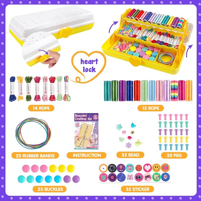 TingingYuli Friendship Bracelet Making Kit, 3-Layer Storage Box, Gift 6-12 | - Image 2