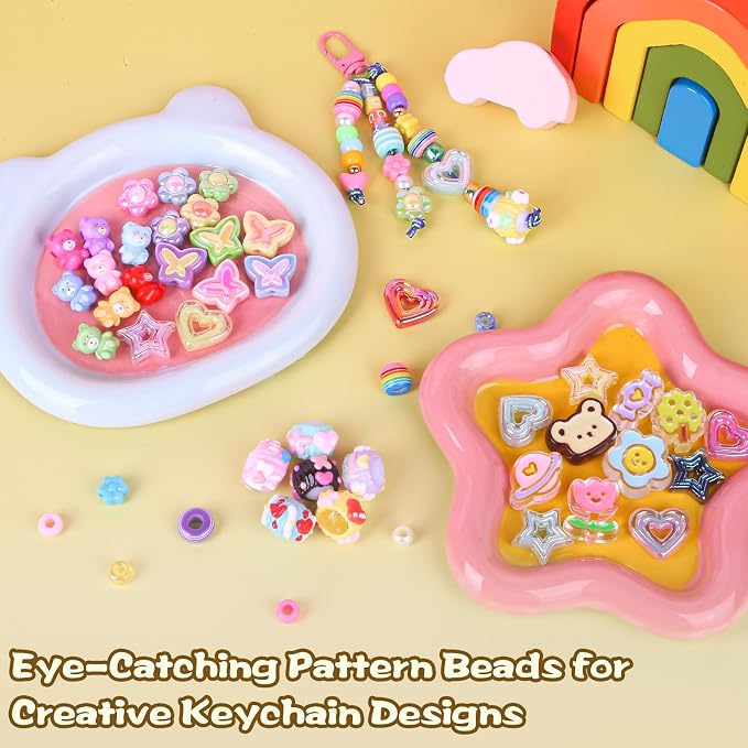 Ecoofor 633 PCS Beaded Keychain Making Kit, Acrylic Alphabet Letter Beads - Image 5