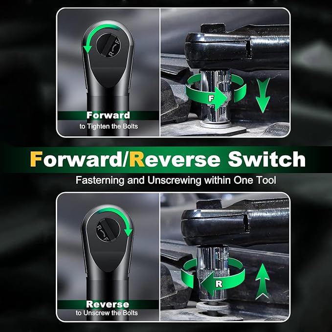Cordless Electric Ratchet Wrench Set, 40FT-LBS (45N.m) 3/8" Electric Ratchet, 12V Cordless Ratchet Wrench, 2 x 2.0Ah Batteries Impact for Car Home