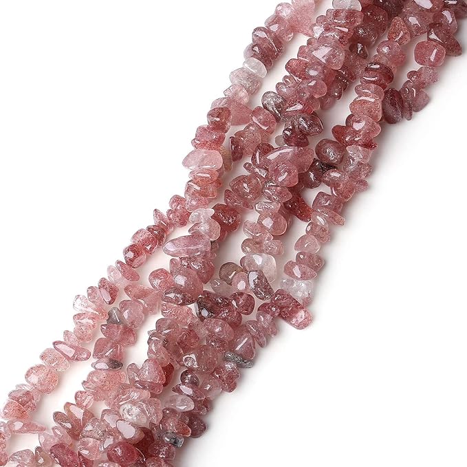 LAIDANLA Strawberry Quartz 400pcs Natural Chip Stone Beads 5-8mm Healing by LAIDANLA