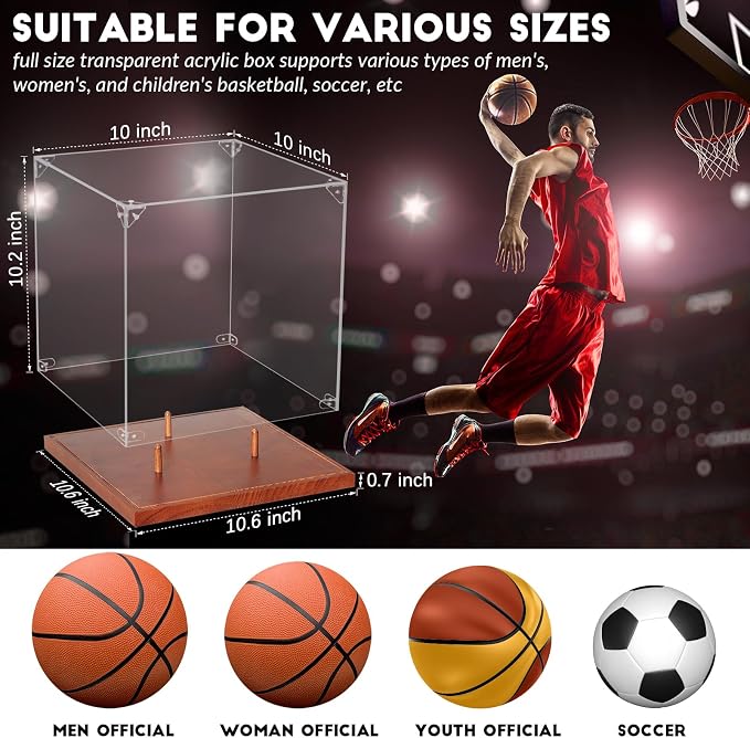 JupDec Basketball Display Case Acrylic Clear 10" Full Size - Image 3