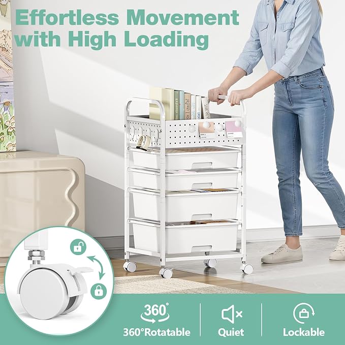 4 Drawer Rolling Storage Cart - Image 5