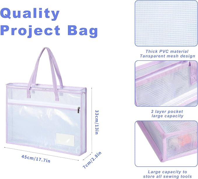 Qozary 5 Pcs Sew Project Bags for Quilting-A3 Sewing Craft Organizer Storage - Image 3