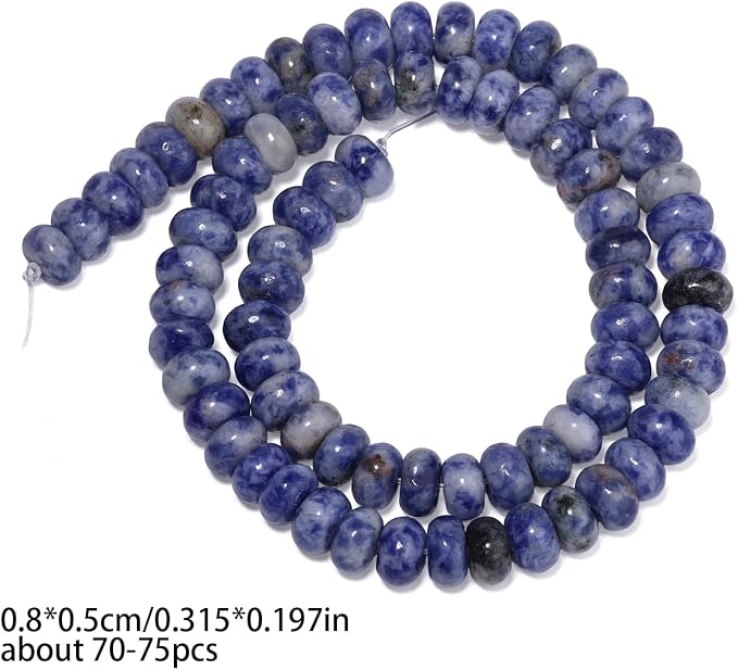 Songxi 5x8mm Natural Blue Sodalite Stone Rondelle Beads, Gemstone - Image 2