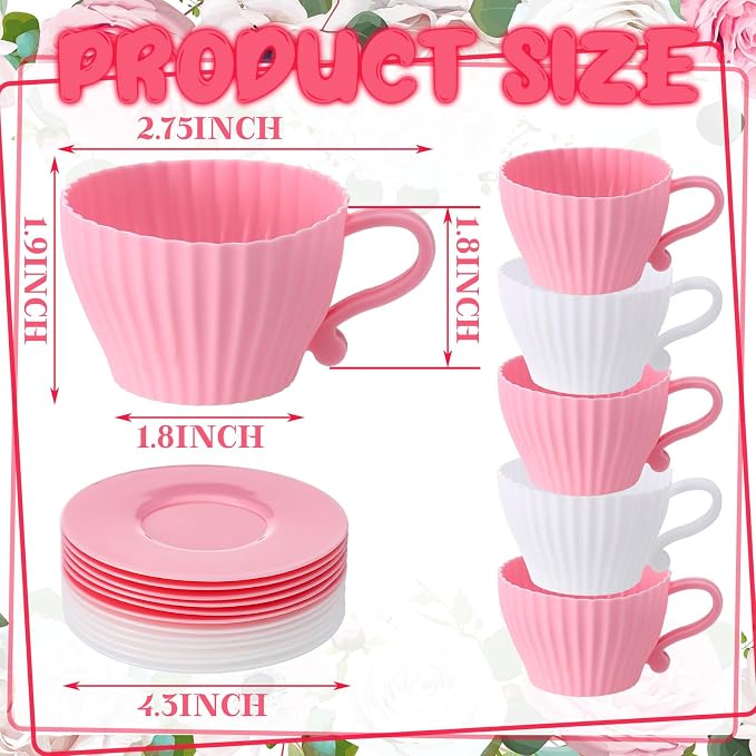 Vesici 24 Pcs Silicone Teacup Cupcake Molds Muffin Cups - Image 4