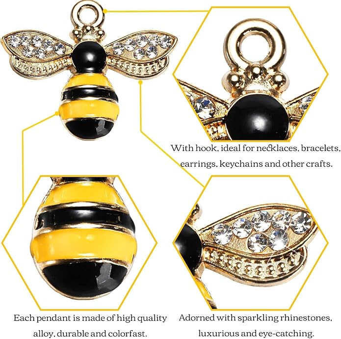 Youeon 100 Pcs Cute Metal Bee Charms - Image 3