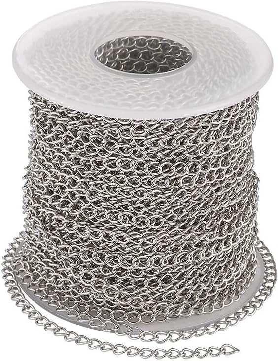 Pandahall 82 Feet/25M Soldered 304 Stainless Steel Curb Chains 4x3x0.6mm by PHPandaHall