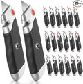 DIYSELF 20 Pack Box Cutter, Rubber Handle Utility Knife, Box Cutter Retractable Heavy Duty, Box Cutter Knife for Boxes, Cardboard, SK5 Steel Blades, Razon knife for Warehouse, Home, Box Cutters Bulk