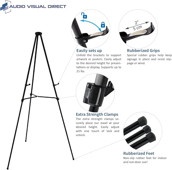 Audio-Visual Direct Lightweight Aluminum Telescoping Display Easel, 70 Inches - Image 2