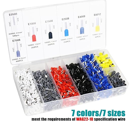 Two Sets of Pliers Terminals Kit, Includes Wire Stripper for AWG10-24 (0.2-6mm2) Coil, AWG23-7 (0.25-10mm²) Self-Adjustable Ratchet Wire Ferrule Plier and 1900PCS Wire Terminals for Electric,etc.