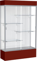 Waddell Spirit Lighted Floor Display Case, Satin Finish, Maroon Base and Top by WADDELL
