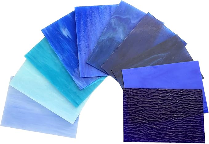 Lanyani（10 Sheets）Blue Variety Stained Glass Sheets 4 x 6 inch Opal Art Glass - Image 4