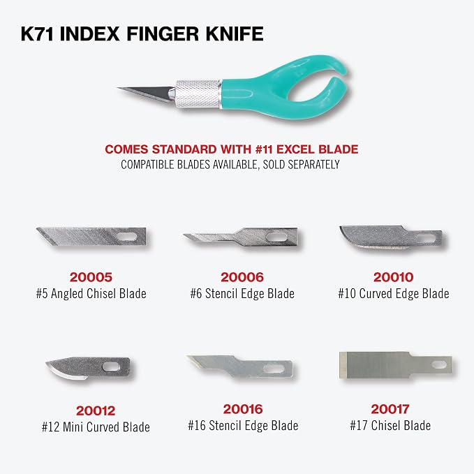 Excel Blades K71 Fingertip Craft Knife, #11 Blade, Rubber Grip - Image 5