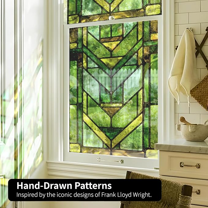 Faux Stained Glass Effect Transparent Window Film, Original Hand Drawn Static - Image 6
