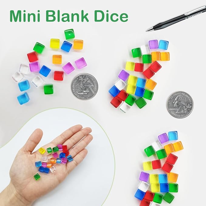 Mini Dice 8mm Acrylic Cubes, Tabletop Gaming Pieces & DIY Crafts - Image 6
