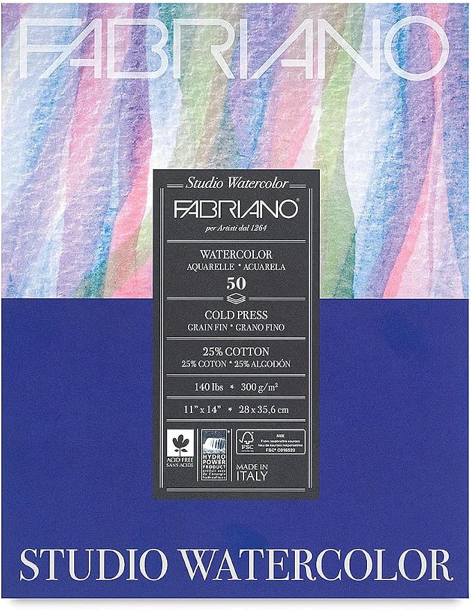 Fabriano Studio Watercolor Pad, Cold-Press, 140 lb., 50 Sheets by Fabriano