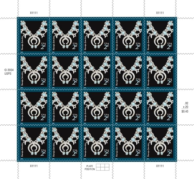 Indian Necklace Navajo Jewelry 2-Cent 2004 Definitive Denominated Mail-Use by United+States+Postal+Service