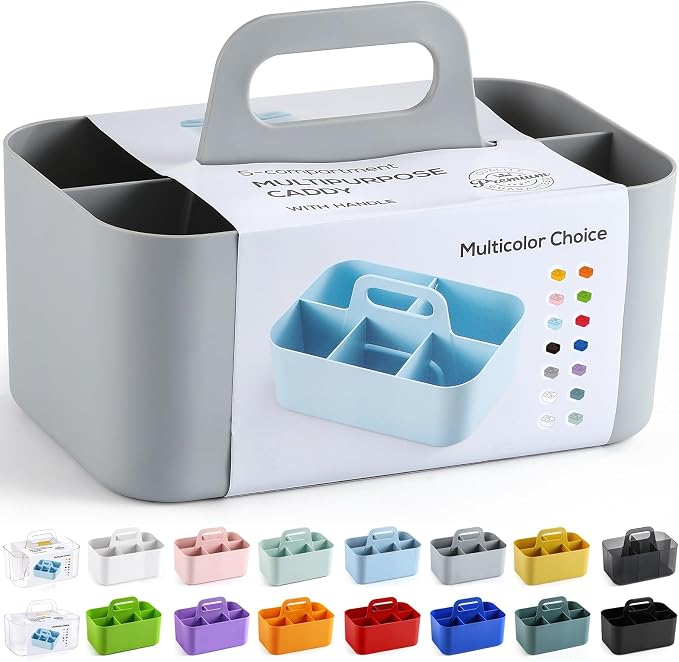 Multiuse Caddy Organizer with Handle, Portable Divided Plastic Tote Bin - Image 8