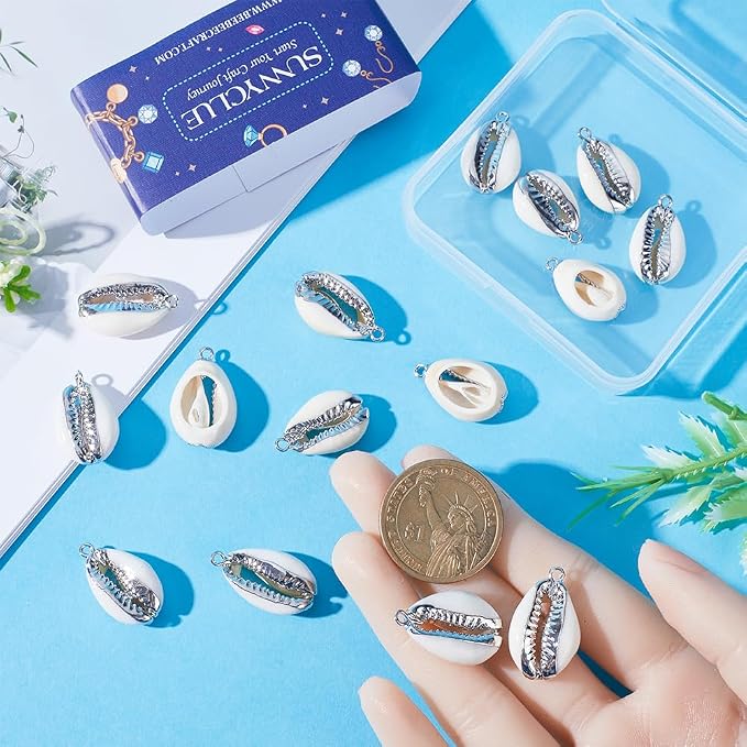 SUNNYCLUE 1 Box 20Pcs Seashell Charm Seashell Charms Bulk Natural Cowrie Shell - Image 3