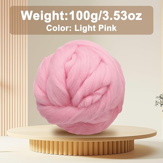 uxcell 3.53oz Wool Roving Yarn, Needle Felting Wool Fiber DIY Craft Needle Wet - Image 2