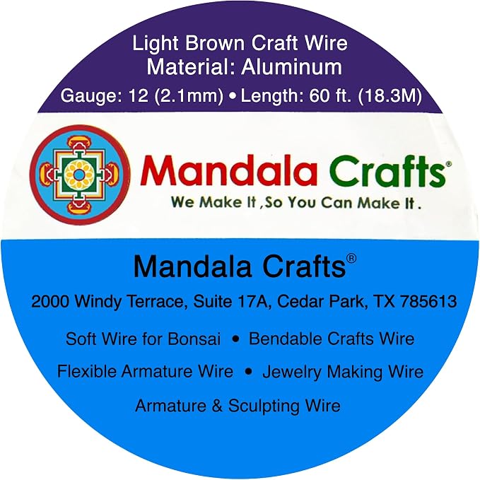 Mandala Crafts 12 Gauge Light Brown Anodized Aluminum Craft Wire, 60 FT | - Image 3