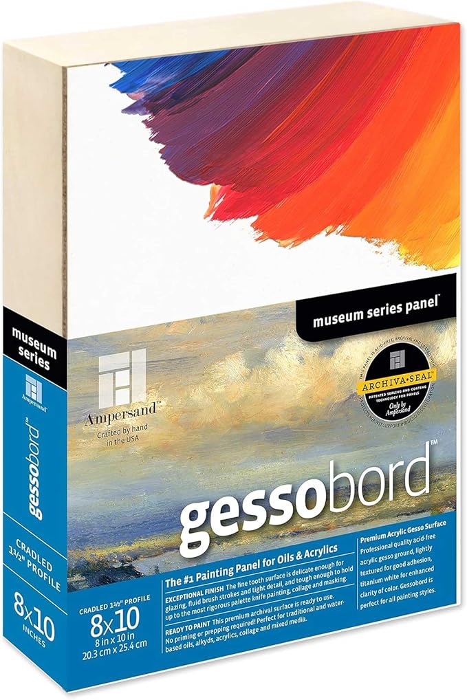 Ampersand Art Supply Museum Series Gessobord | 8x10 | 2" Cradled Profile | by AmpersandArtSupply
