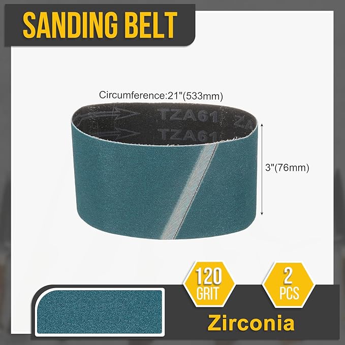 3 x 21 Inch Sanding Belt, 2 Pcs 120 Grit Zirconia Knife Sharpener Belts Work Sharpening for Belt Sander Knife Carving Tool Metal Working