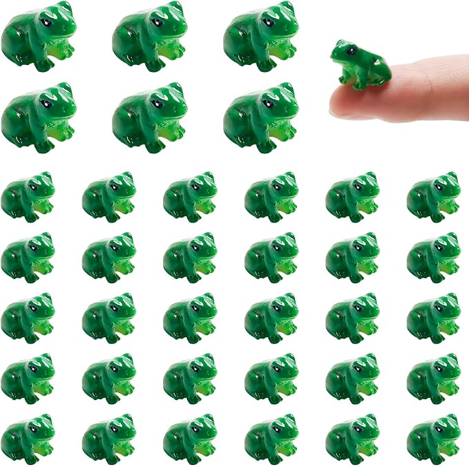 Exasinine 50 Pcs Mini Frogs Resin Green Frog Miniature Figurines Animals Model by Exasinine