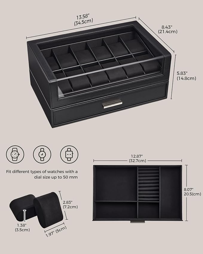 ProCase Watch Box for Men, 12 Slots Watch Display Holder - Image 6