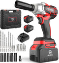 Cordless Impact Wrench,1000N.m(740 ft-lbs) High Torque Brushless 1/2 inch Impact Gun,2x 4.0Ah Battery,6000 RPM (3 in 1) Power Impact Driver for Car/Home/Lawn Mower