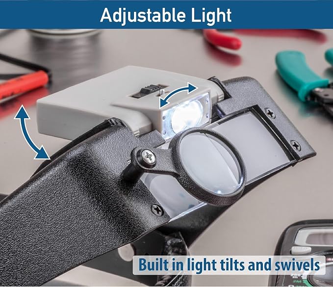 SE Illuminated Dual Lens Flip-in Head Magnifier, Head Magnifier, Tools - Image 4