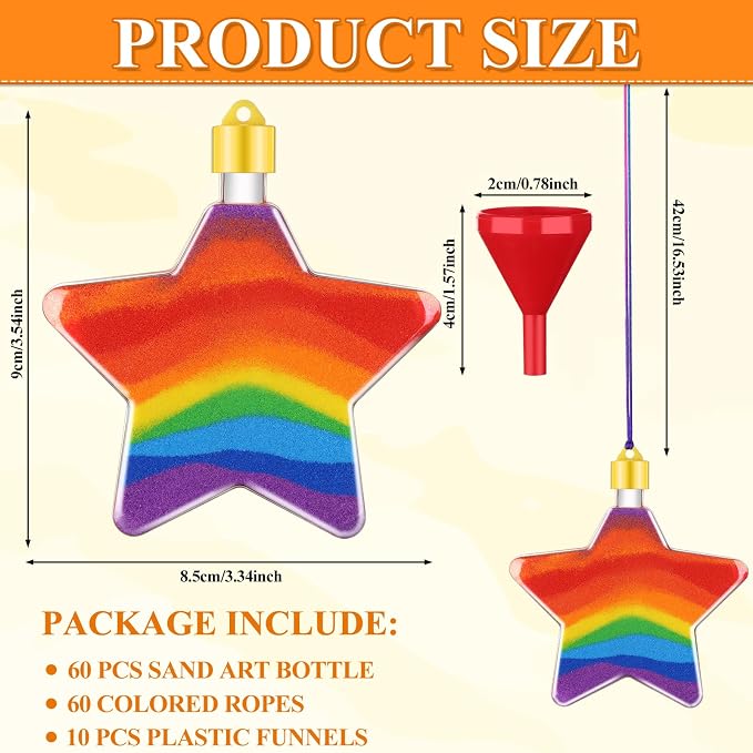 60Pcs Star Shaped Sand Art Bottles Plastic Sand Art Bottles Necklaces DIY - Image 2