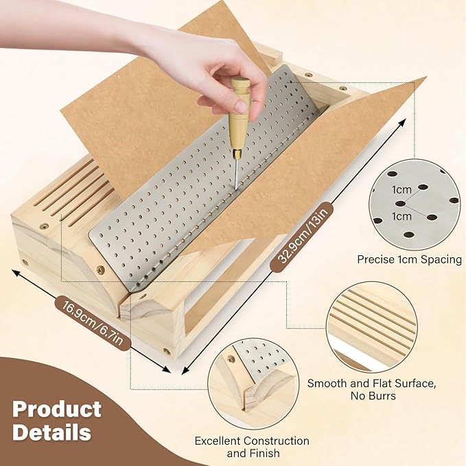Bookbinding Punching Cradle Set, Includes Dual-Use Piercing Guide, - Image 2