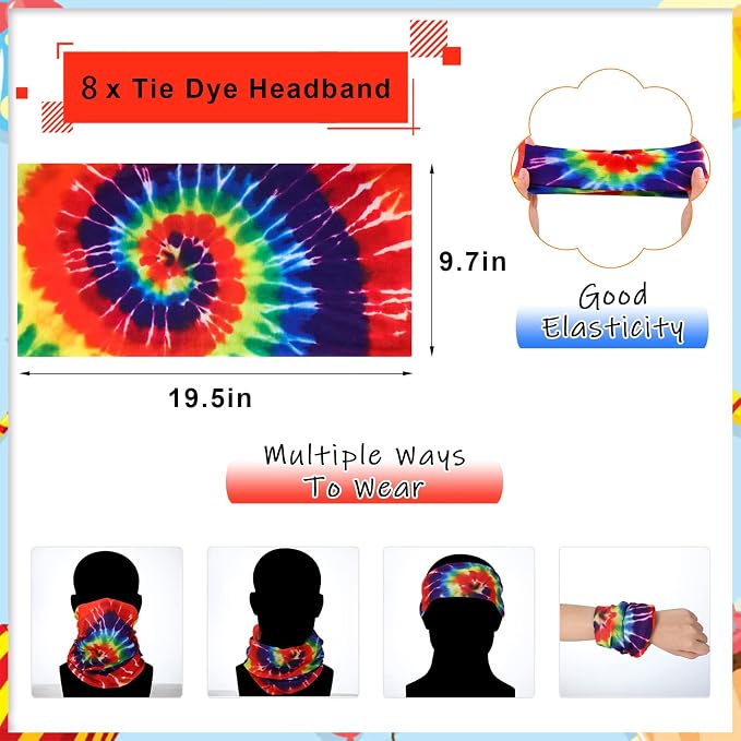 MTLEE 24 Pcs Hippie Costume Set Accessories Includes Peace Sign Necklaces Tie - Image 3