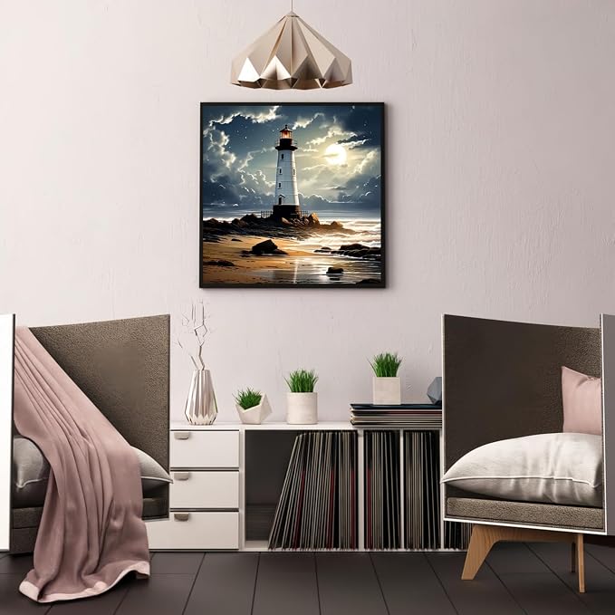 CHWGLFGG 5D Diamond Art Kits for Adults Beginners, Lighthouse Diamond Painting - Image 2