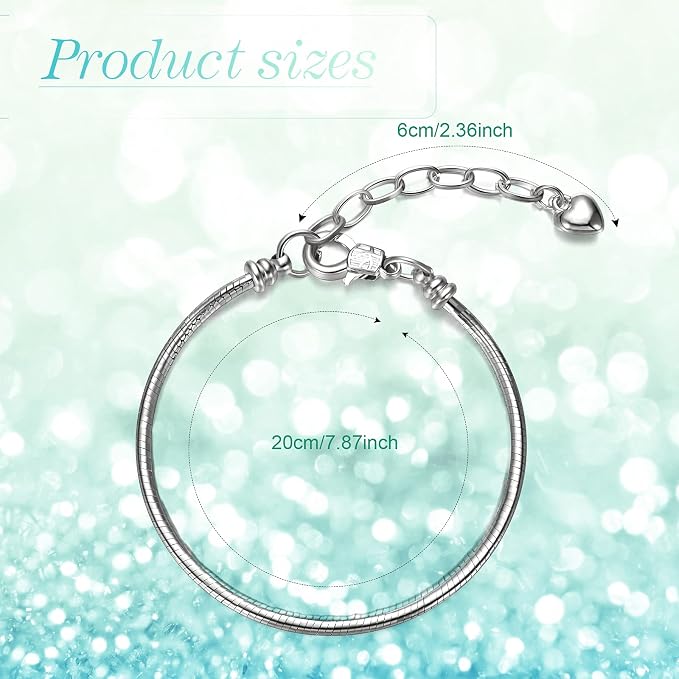 Hicarer 27 Pieces Snake Charm Bracelet Chain Adjustable Charm Bracelet Chain - Image 2