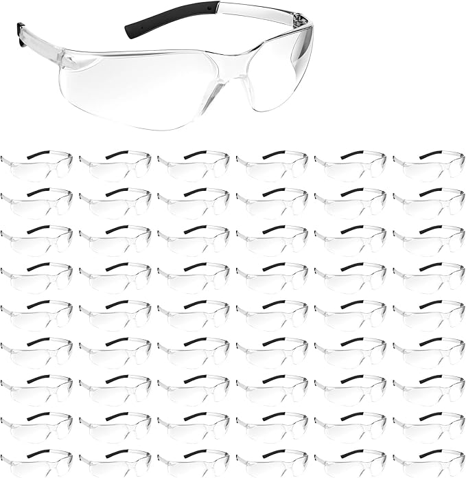 54 Pcs Safety Glasses Clear Impact UV Scratch Glasses Bulk Eye Protection for Lab and Construction Science for Men and Adolescents(Clear)