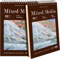 Mixed Media Sketchbook 9" x 12", 60 Sheets Each, 2 Pack, Heavyweight Drawing by SketchBook
